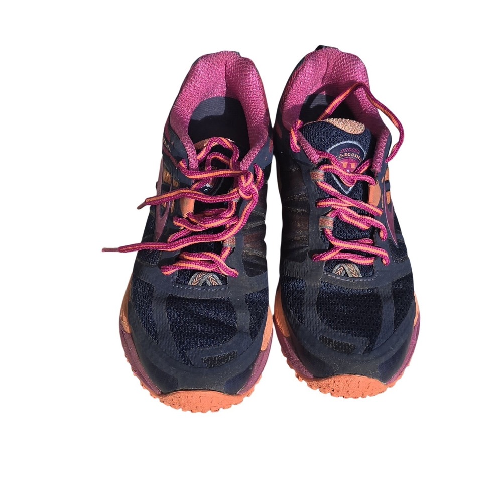 Brooks Women's Cascadia 11 Blue Orange Pink Trail Running Shoes Sneakers Sz 8.5
